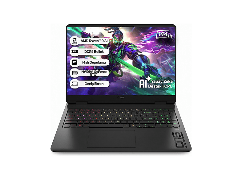 HP Omen C12CPEA RTX5060 8GB WUXGA 144Hz C12CPEAAT72 AMD Ryzen AI 9 365 32 GB RAM 2 TB SSD 16 inç Windows 11 Pro Laptop Siyah