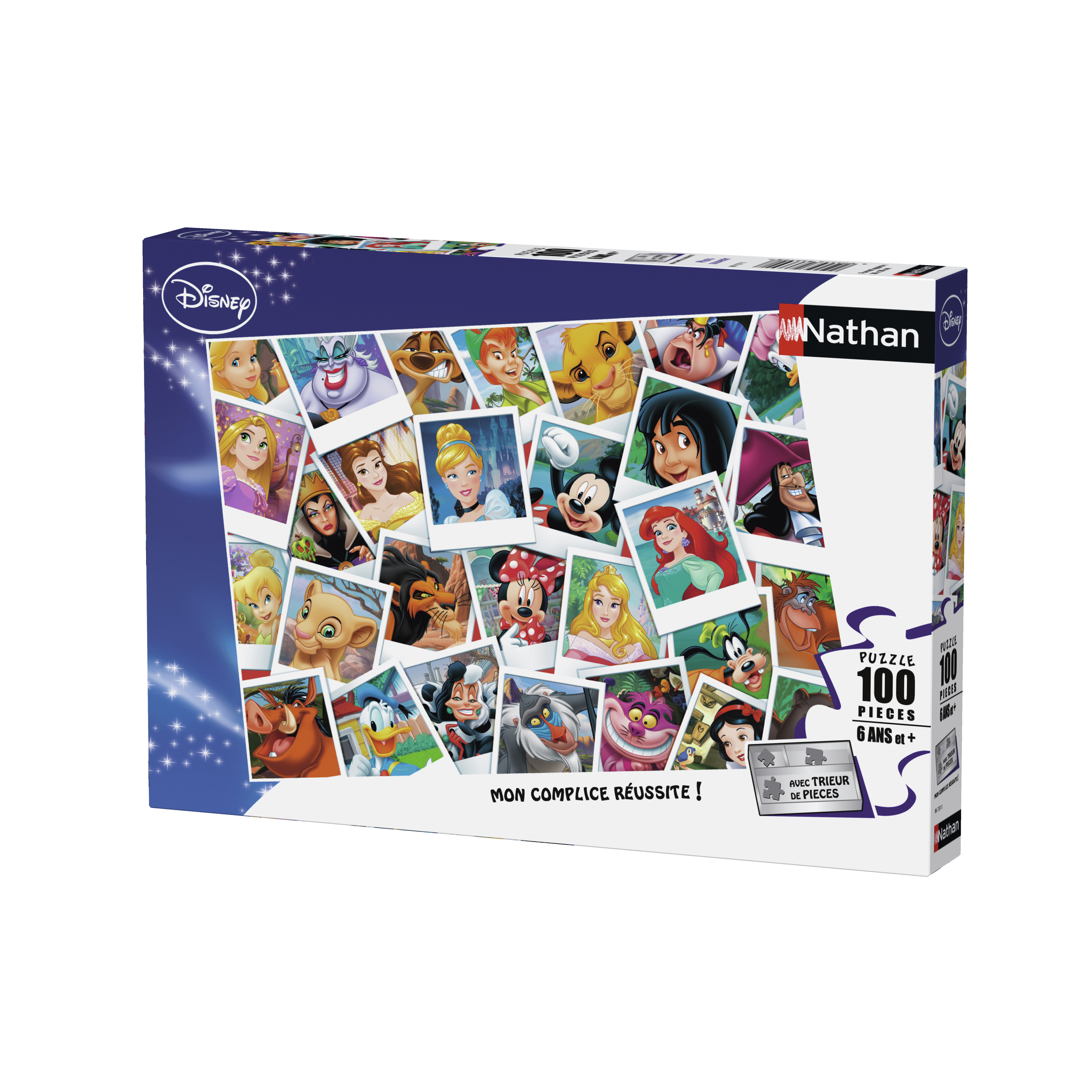 Disney-Puzzle-Verpackung mit vielen Charakteren wie Mickey und Simba.