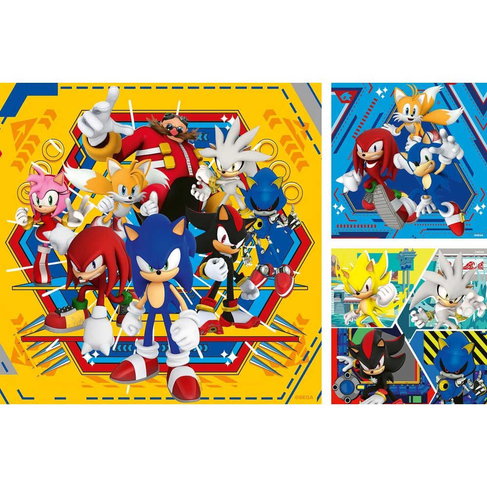 Personaggi di Sonic: Sonic, Shadow, Eggman, Tails, Knuckles, Amy, Silver, Metal Sonic.