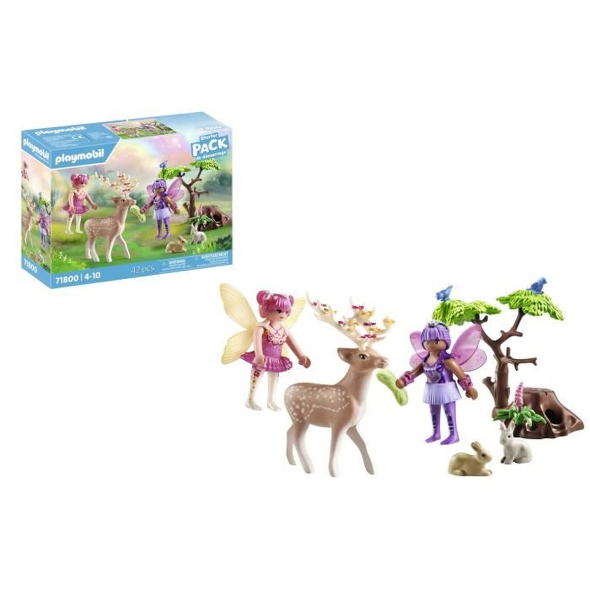 Set iniziale di fate Playmobil con cervo, due fate e due coniglietti.
