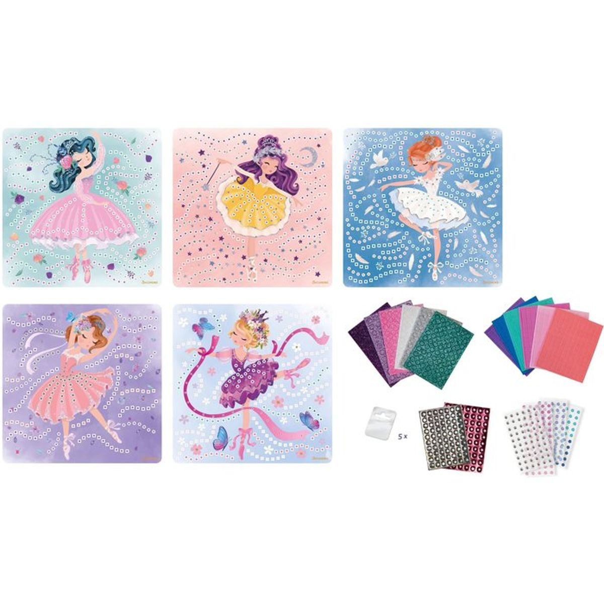 Imágenes de bailarinas con materiales de manualidades.