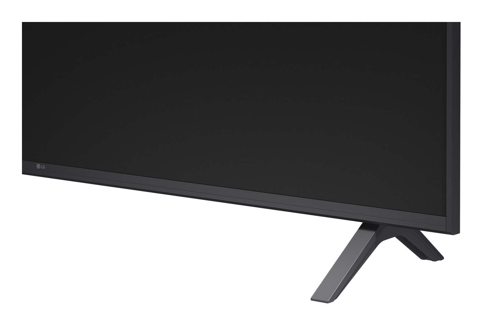 Un televisore LG nero con un ampio supporto scuro.