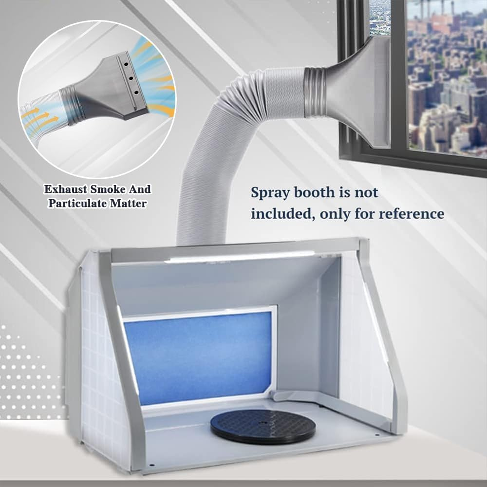 Ein Abluftsystem mit Filter und rotierender Plattform für ein Airbrush-Gehäuse.