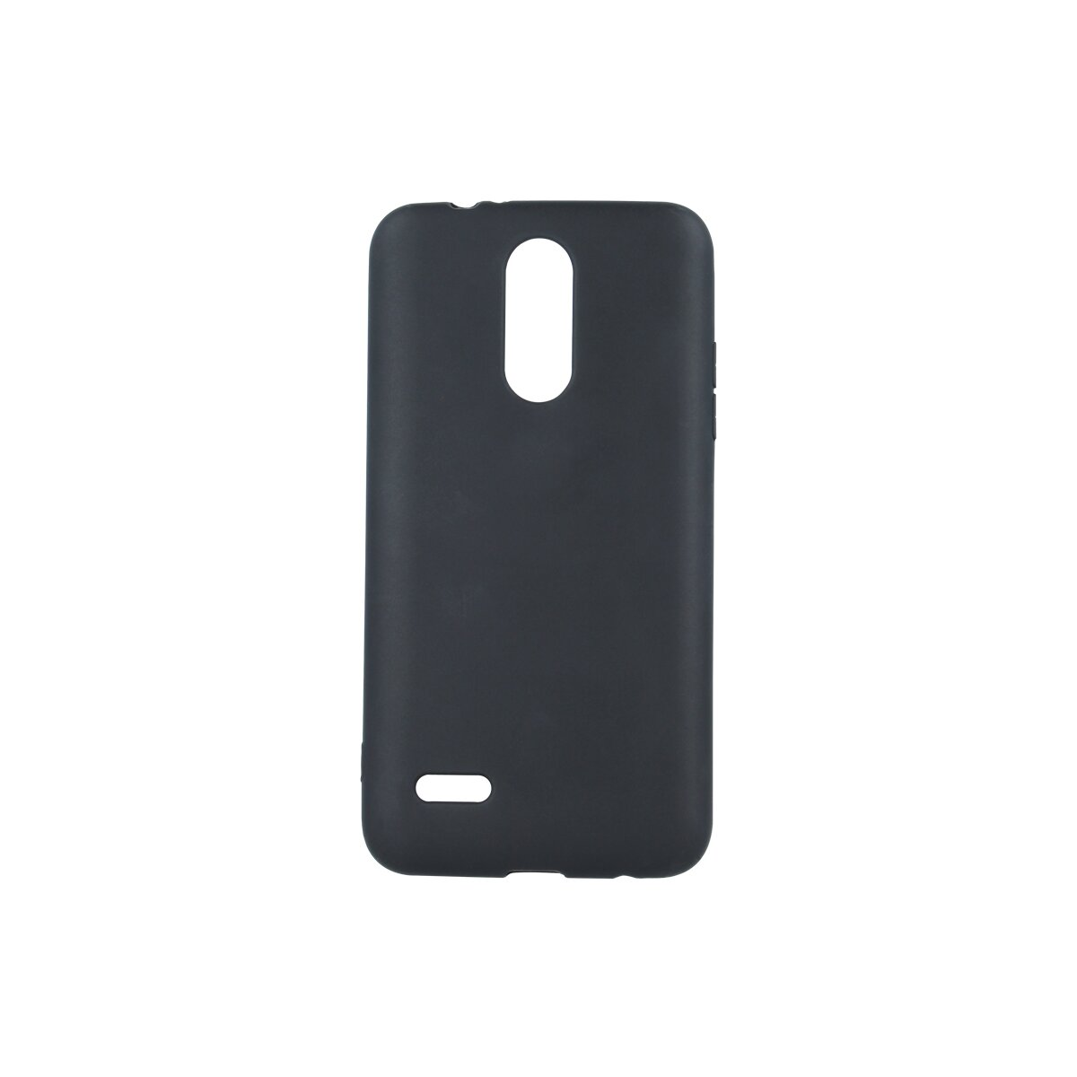 Eine schwarze Handyhülle mit Aussparungen für Kamera und Blitz.