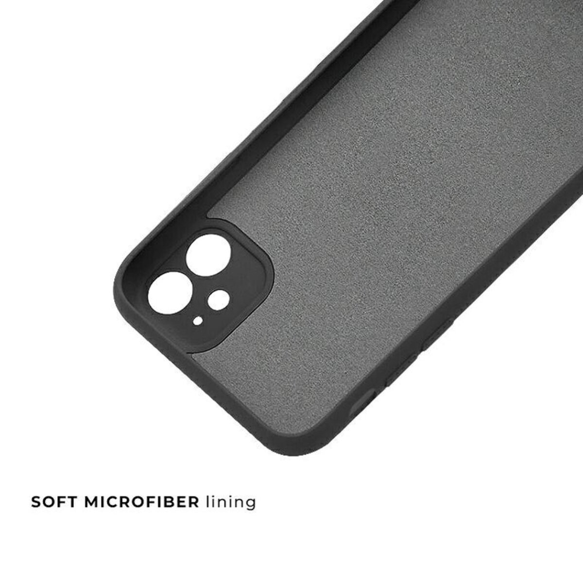 Graues Handycover mit Aussparung für drei Kameras und weichem Innenfutter.