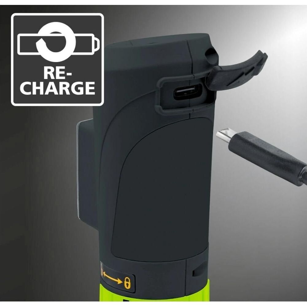 Ein schwarzer Gegenstand wird mit einem USB-C-Kabel aufgeladen.
