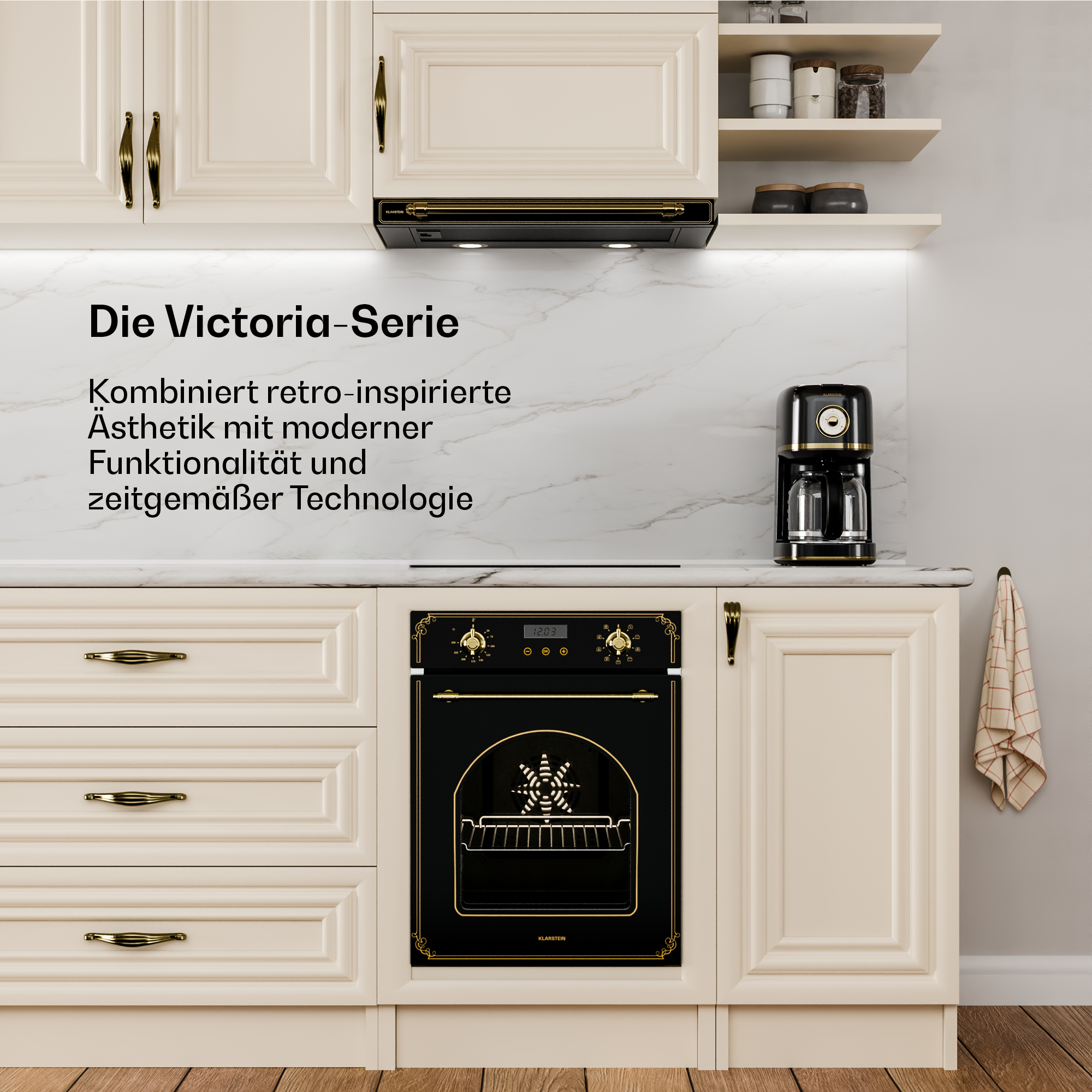 CAPPA ASPIRANTE KLARSTEIN Victoria, 38 W, A+++, Filtro a carbone attivo, Nero