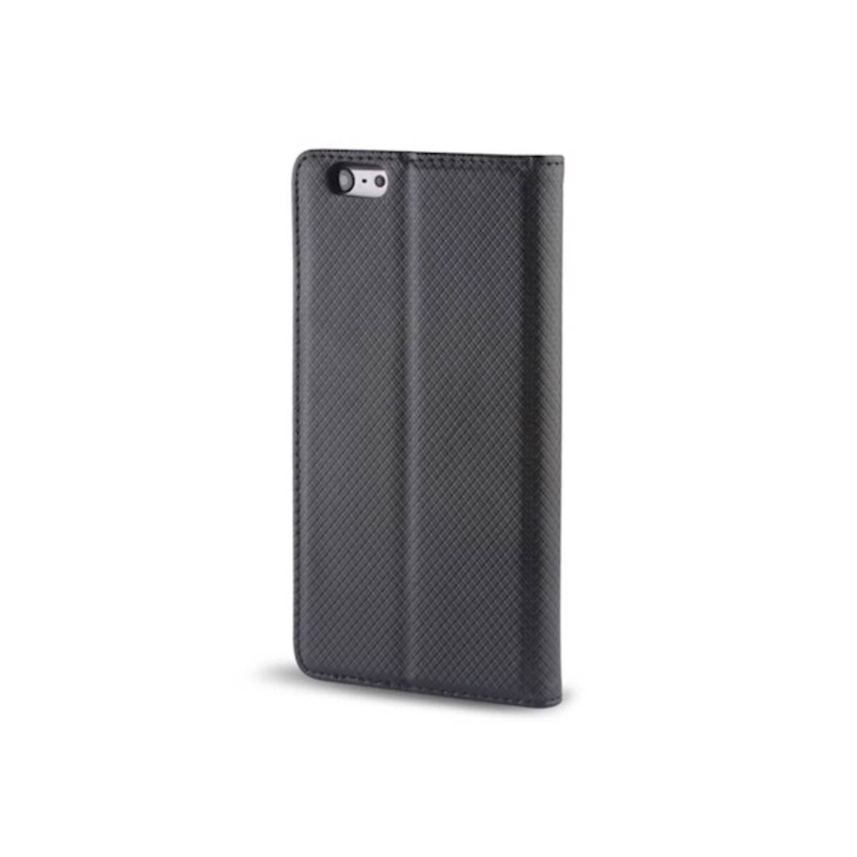 Dunkelgraues Flip-Case mit Rautenmuster für ein Smartphone.