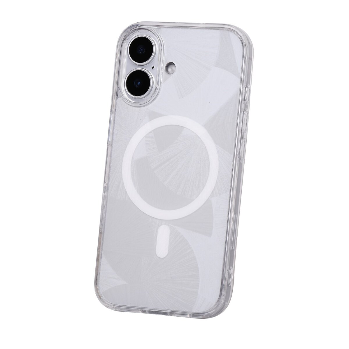 Transparente Handyhülle mit MagSafe-Ring und Rückkamera-Ausschnitt.