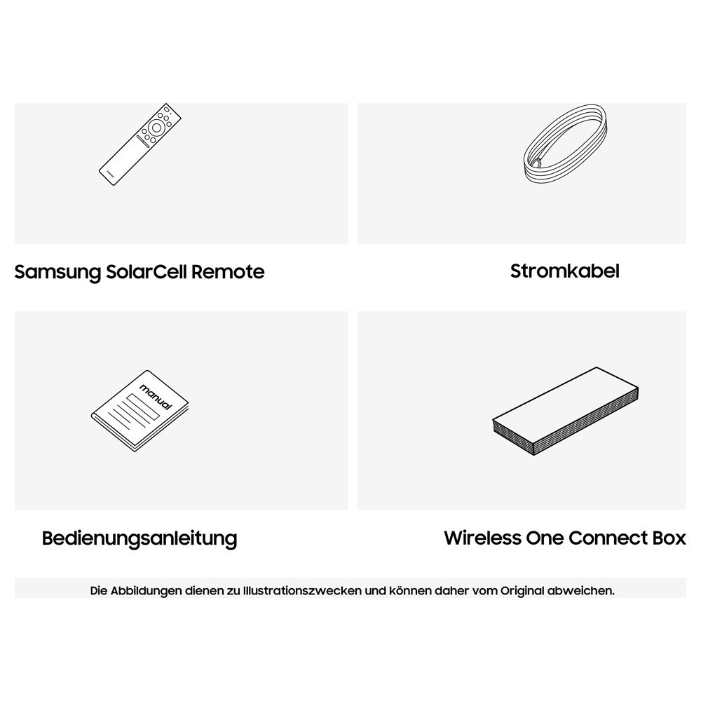Telecomando Samsung SolarCell, Cavo di alimentazione, Manuale, Box Wireless One Connect.