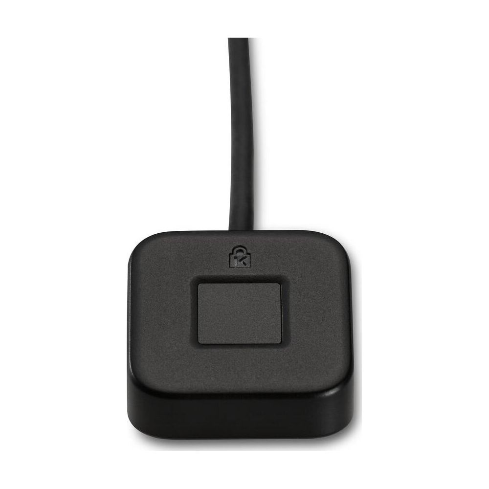 Ein schwarzer Fingerabdruck-Sensor mit einem Kabelanschluss.