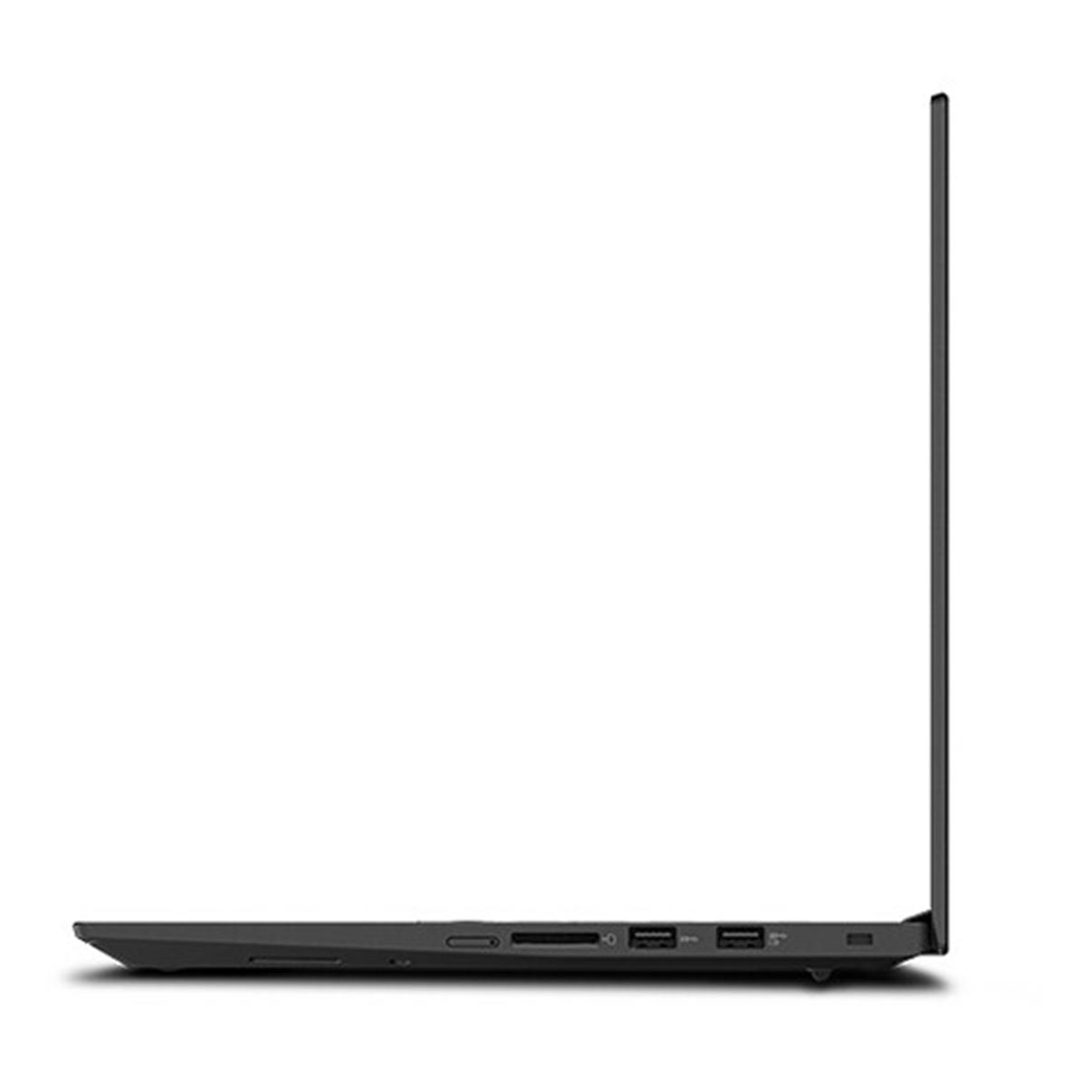 Widok z boku zamkniętego czarnego laptopa z portami.