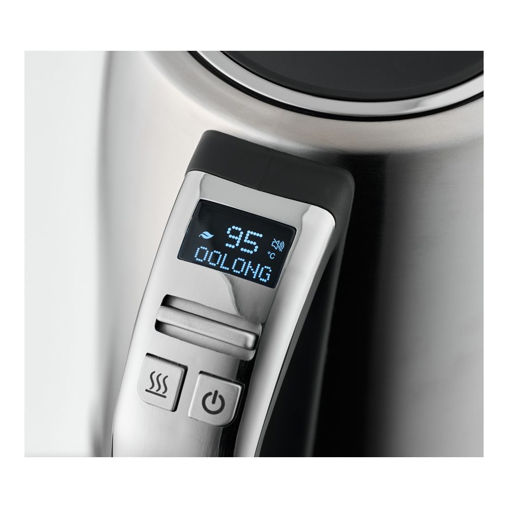 Ein digitaler Bildschirm zeigt 95°C und Oolong-Tee an.