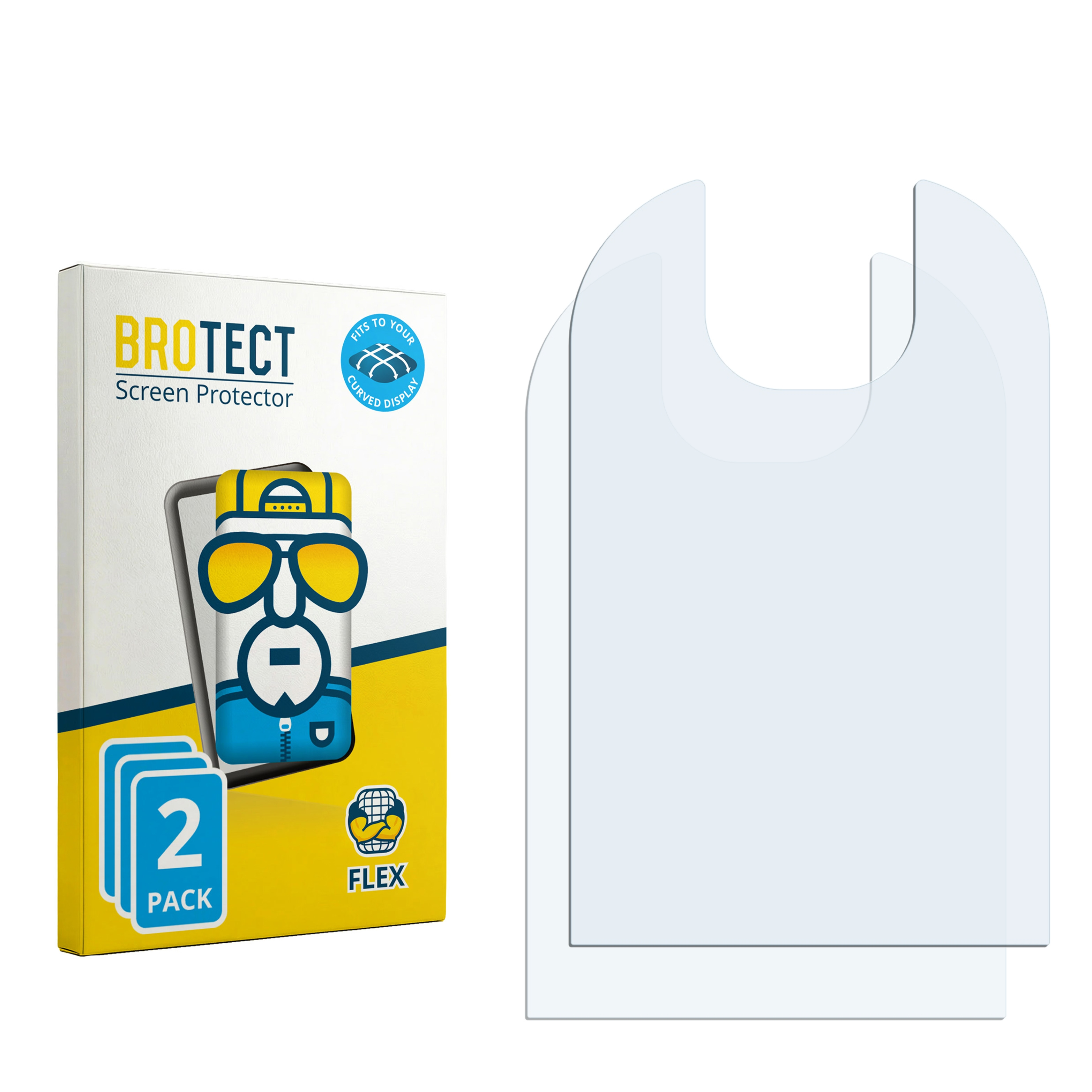 Verpackung für Displayschutzfolien mit zwei transparenten Folien daneben.