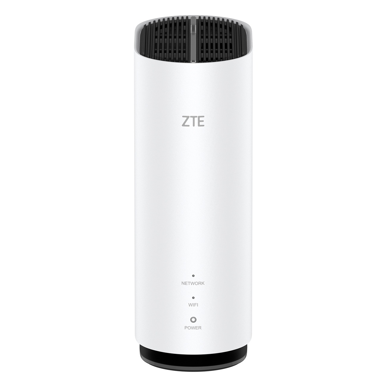 Ein weißer ZTE Router mit Lüftungsschlitzen oben und Statusanzeigen.