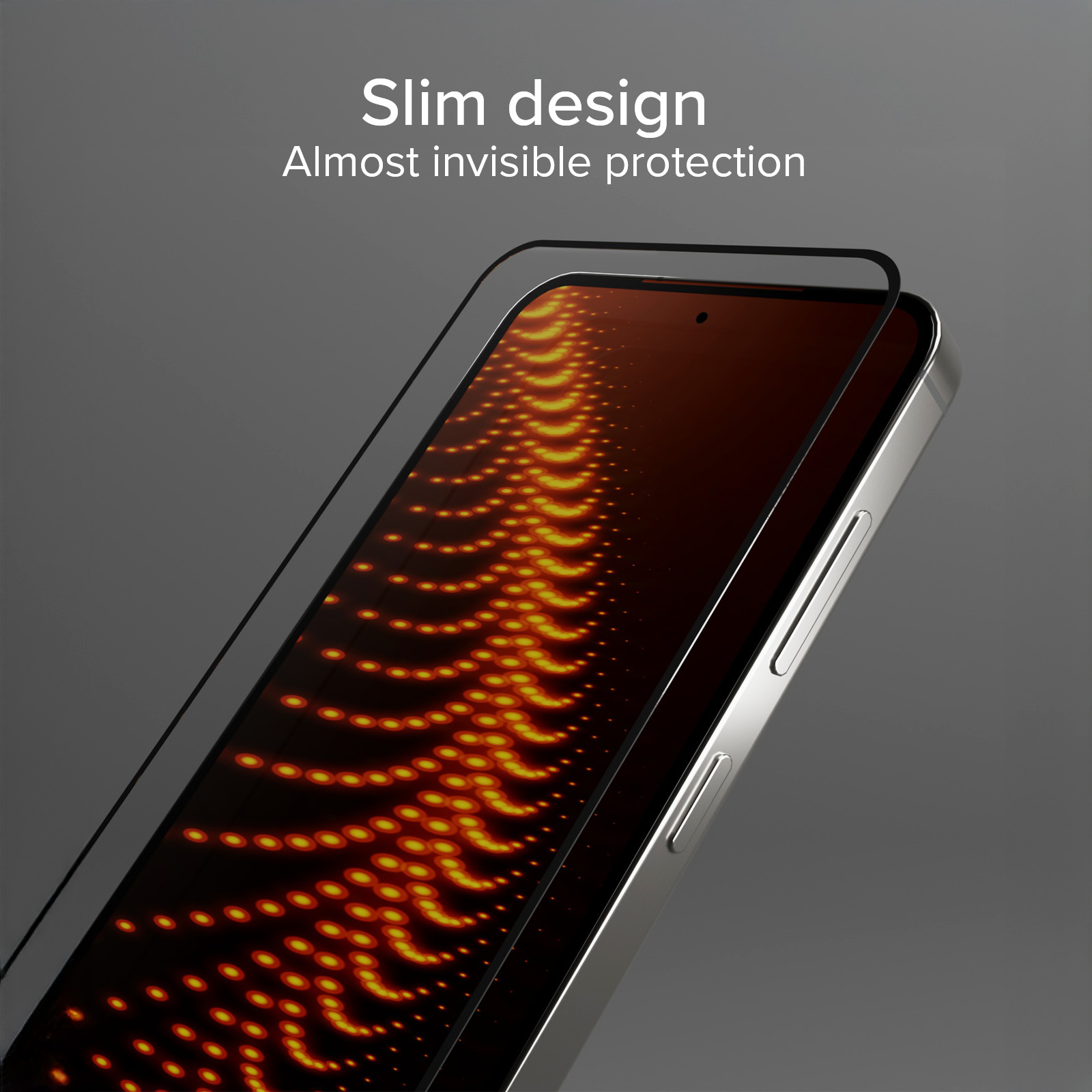 Smartfon z prawie niewidoczną osłoną ekranu.