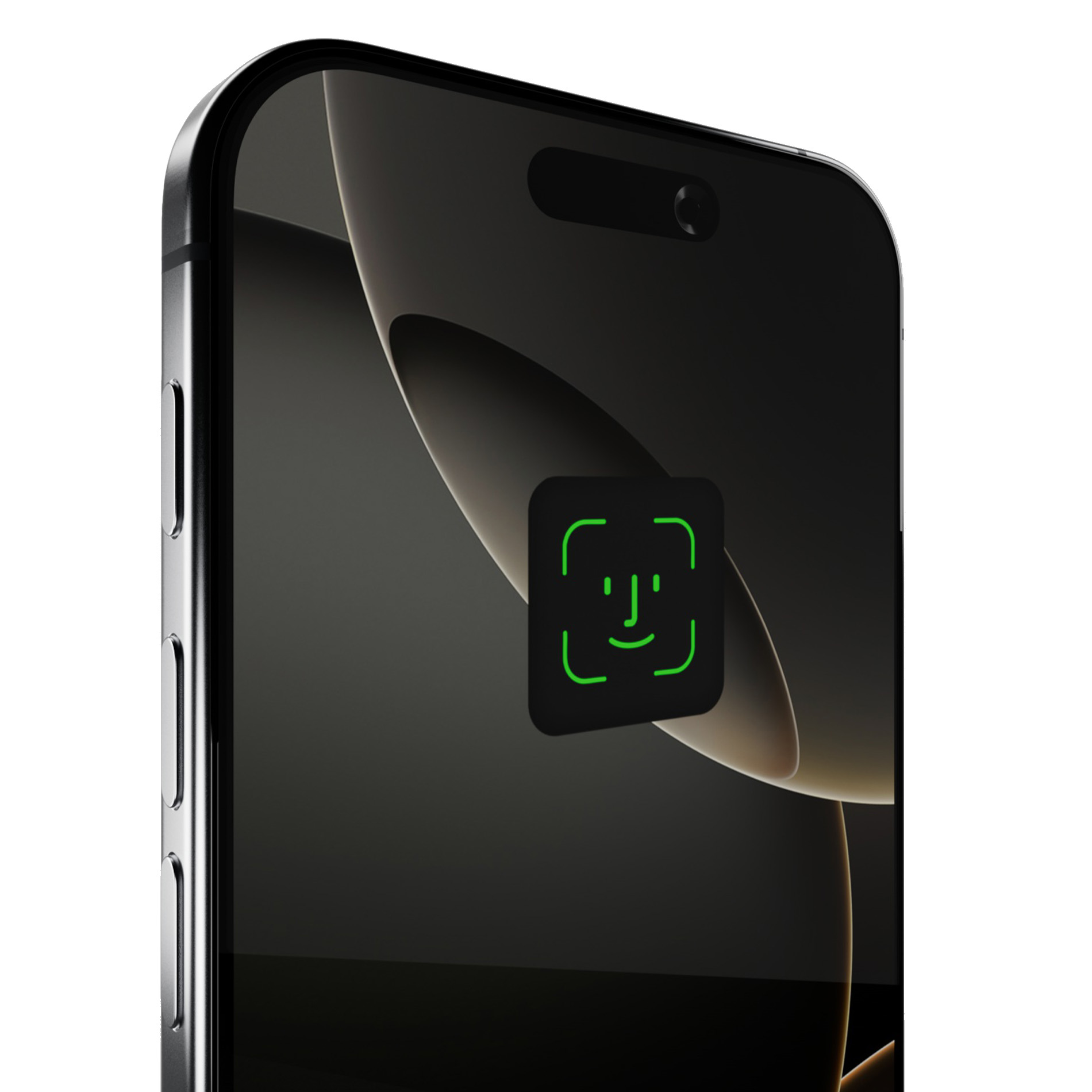Un smartphone mostrando el icono de Face ID en su pantalla.