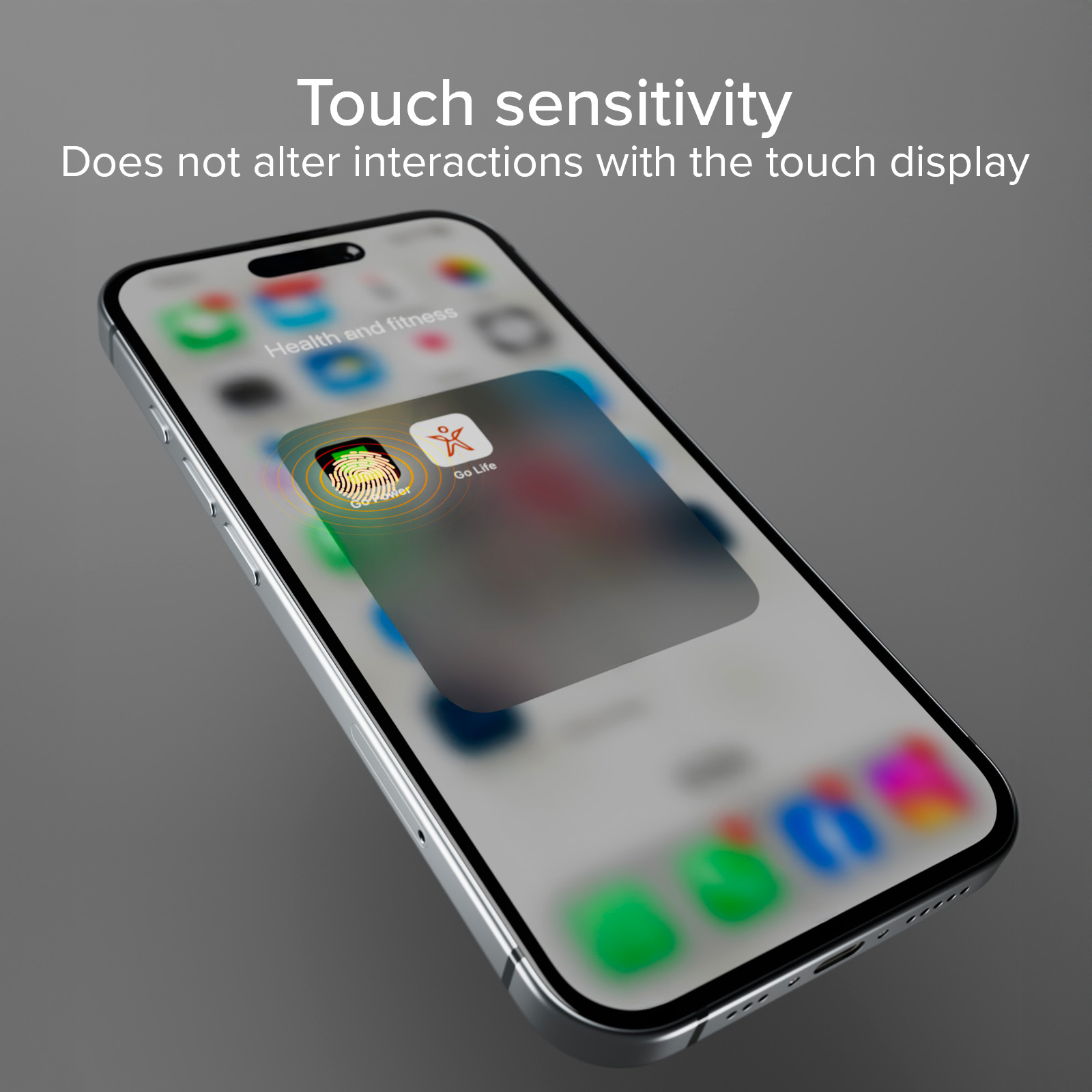 Uno smartphone mostra app, tra cui un'icona di impronta digitale e "Go Life".