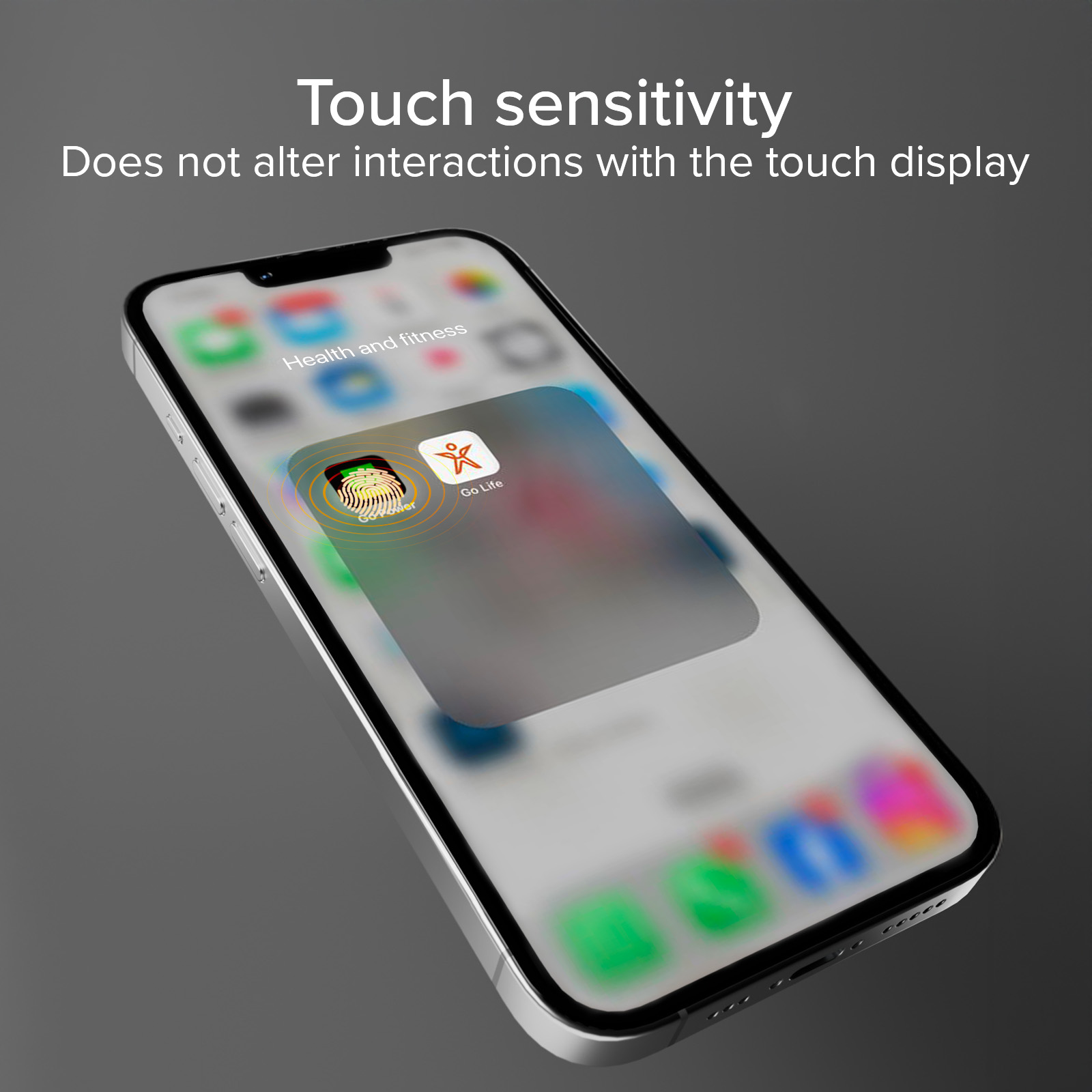 Un iPhone mostra l'icona dell'app "Go Life" con un'impronta.