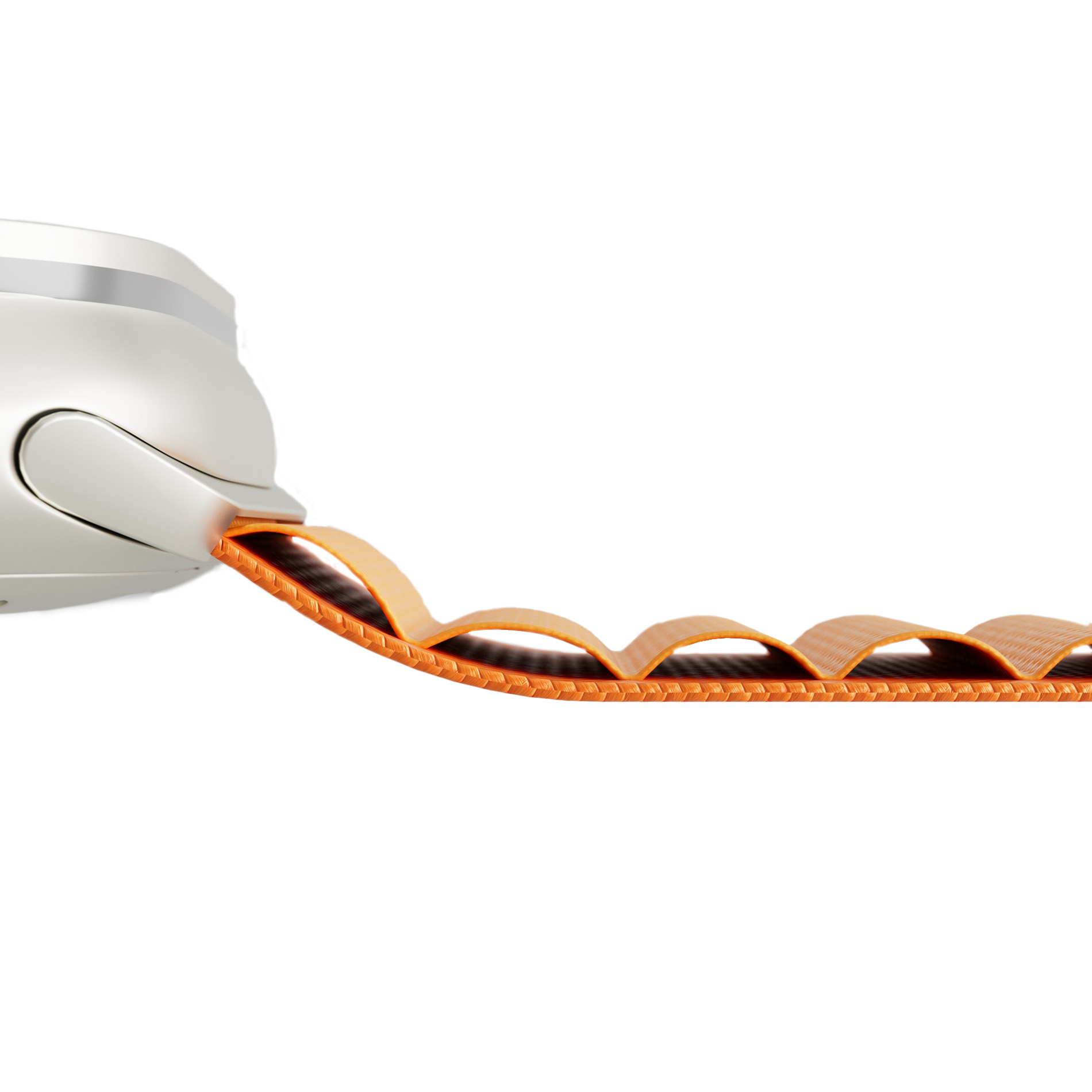 Una carcasa de smartwatch plateada con una correa naranja.