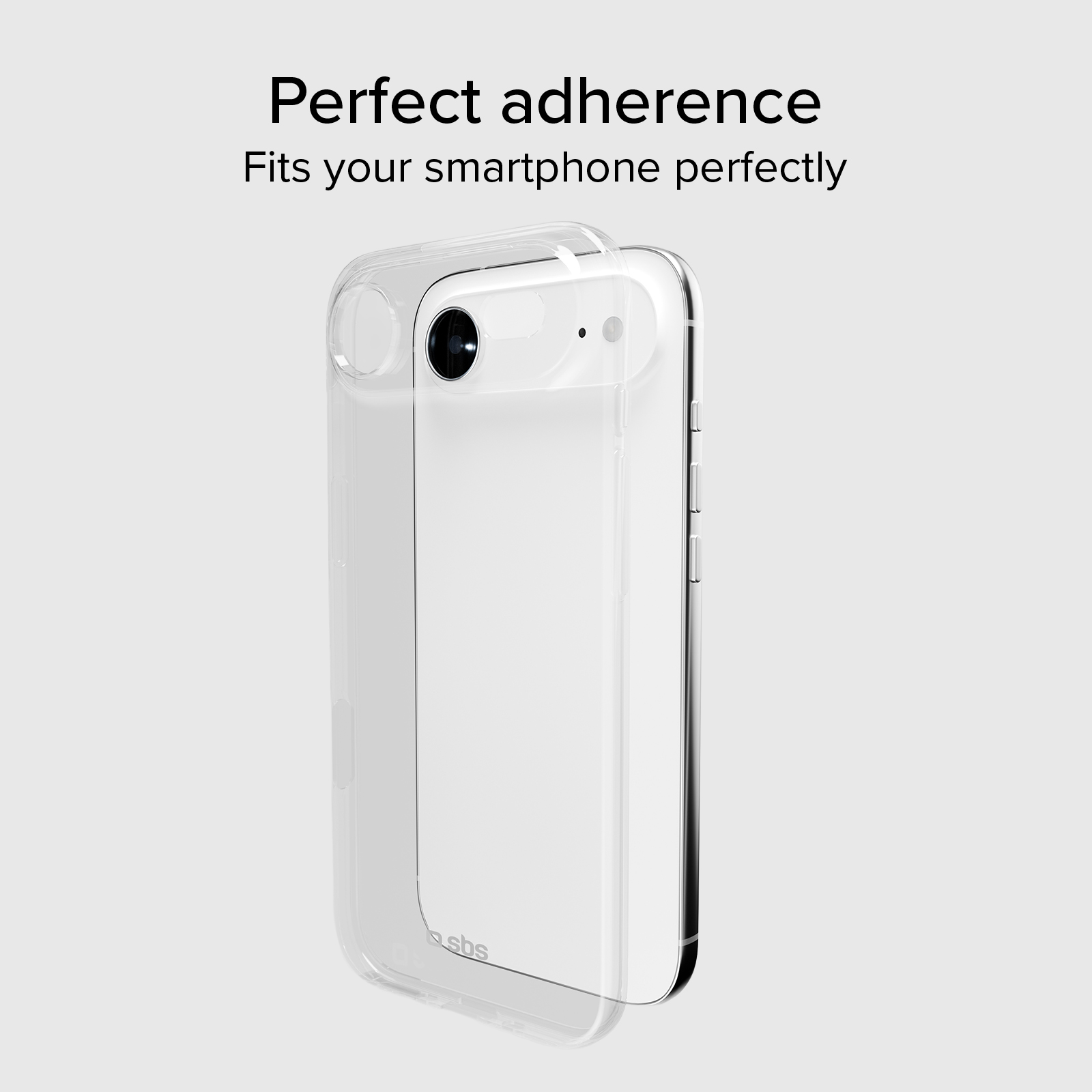 Przezroczyste etui na telefon jest nakładane na biały smartfon.
