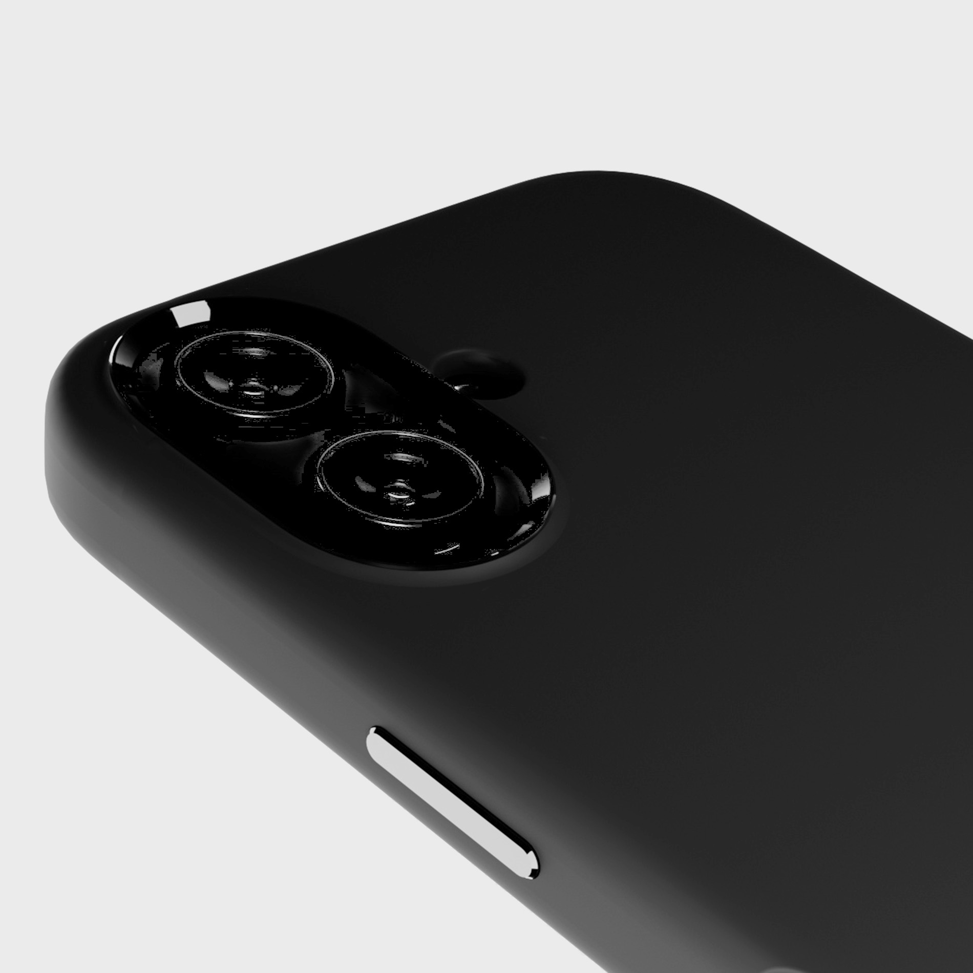 Custodia nera per telefono con due fotocamere sul retro.