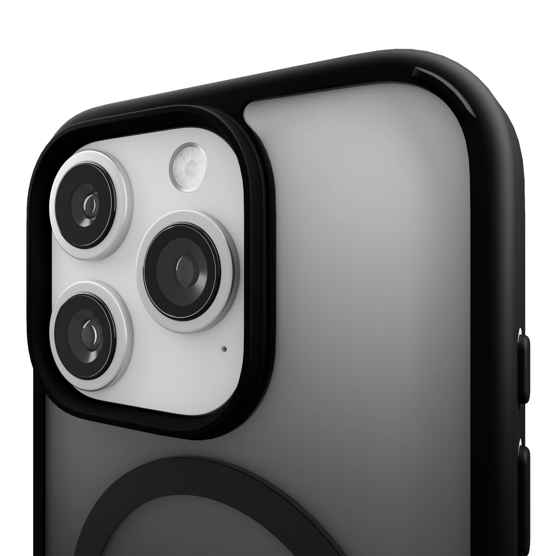 Nahaufnahme der Rückseite eines Smartphones mit drei Kameras und Blitz.