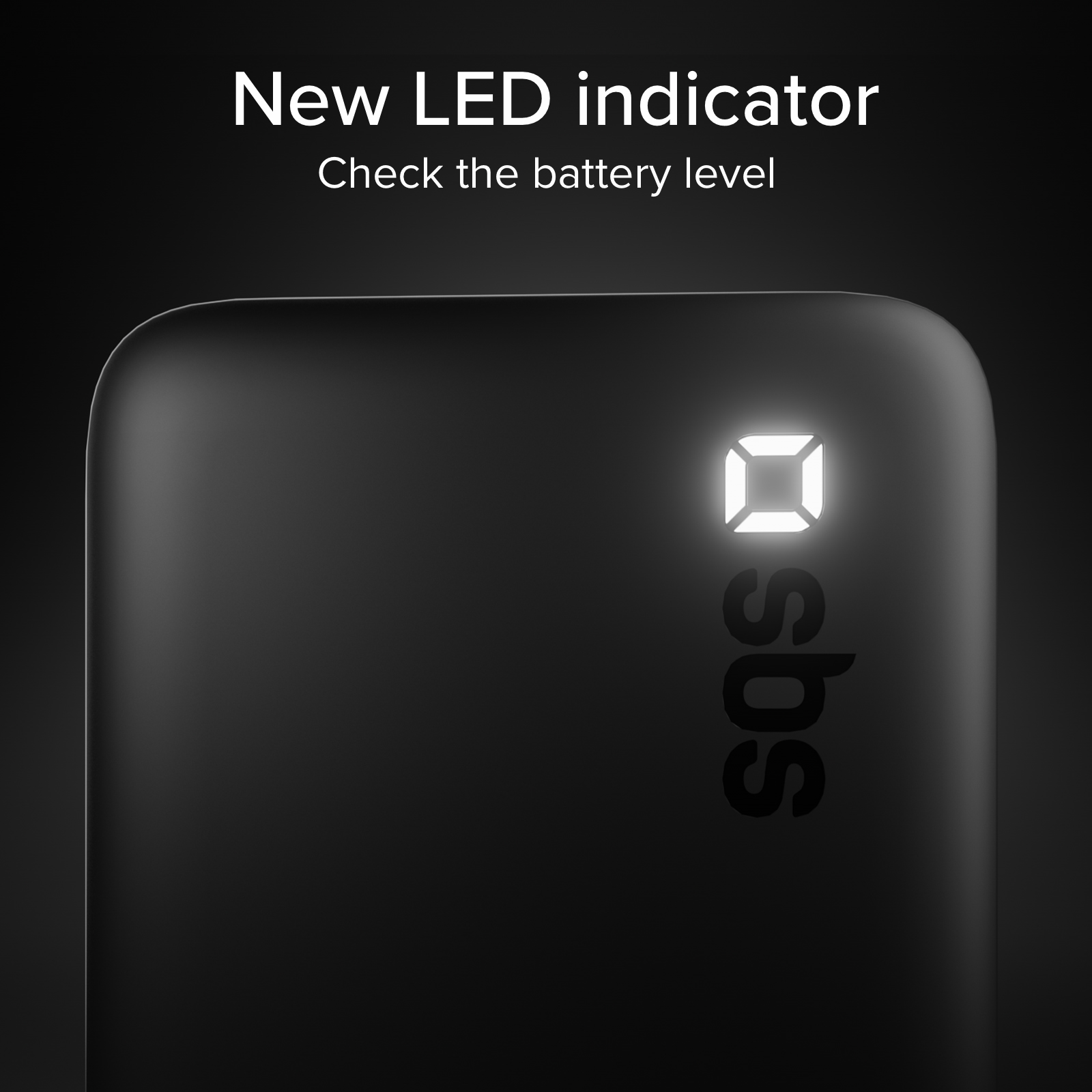 Dispositivo nero con indicatore LED illuminato e logo SBS.