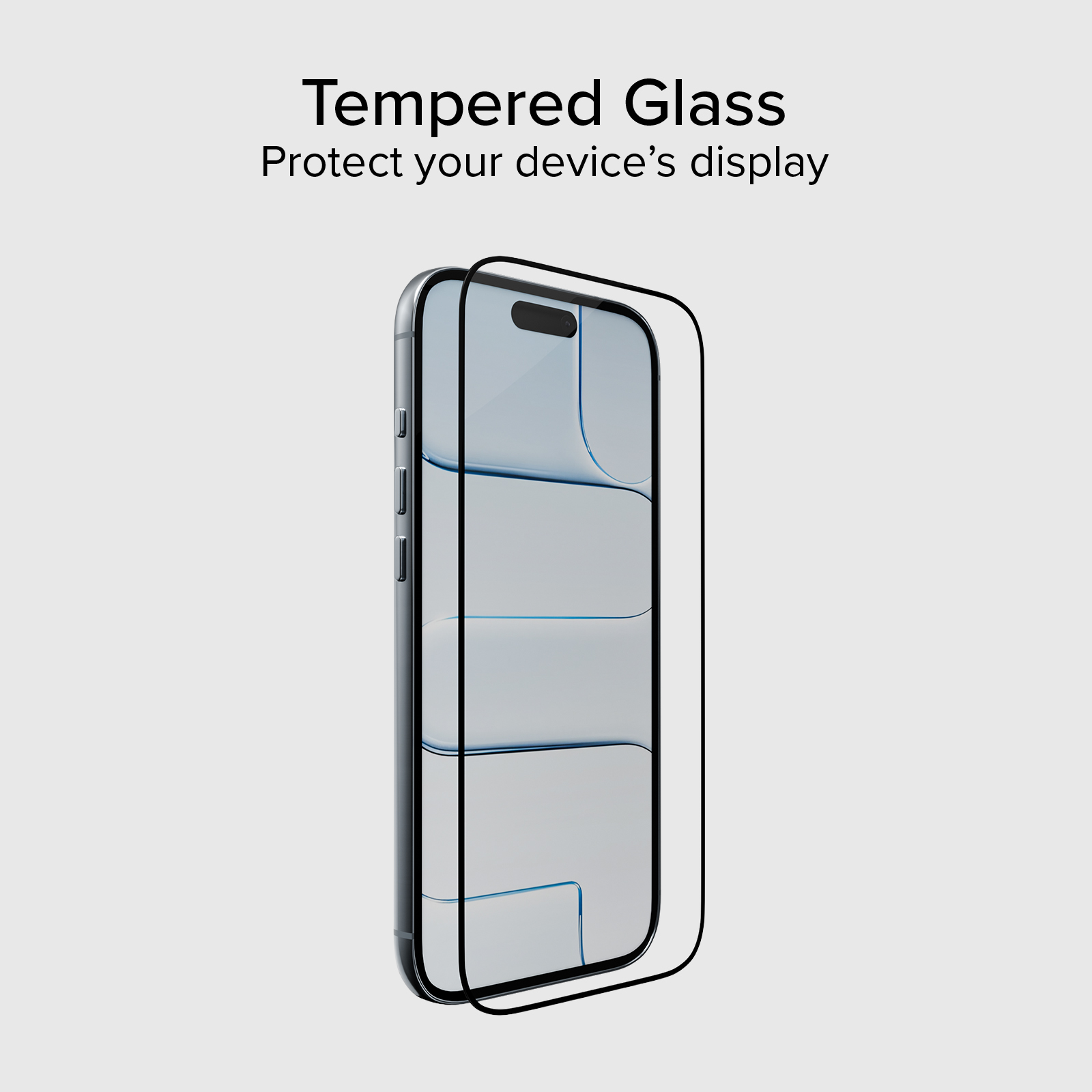 Ein gehärtetes Glas Displayschutz für ein Smartphone mit schwarzem Rand.