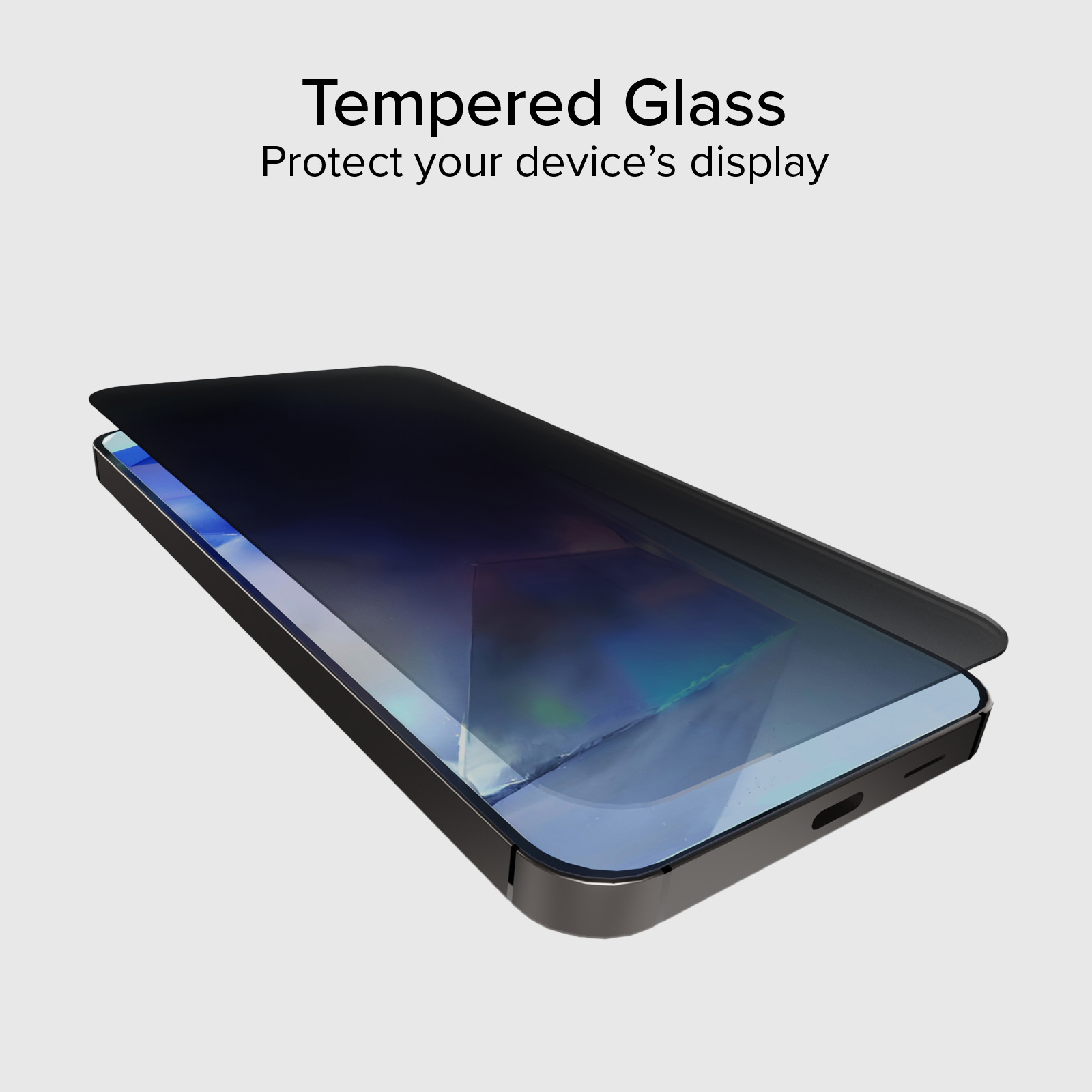 Una protezione per lo schermo nera viene posizionata su uno smartphone.