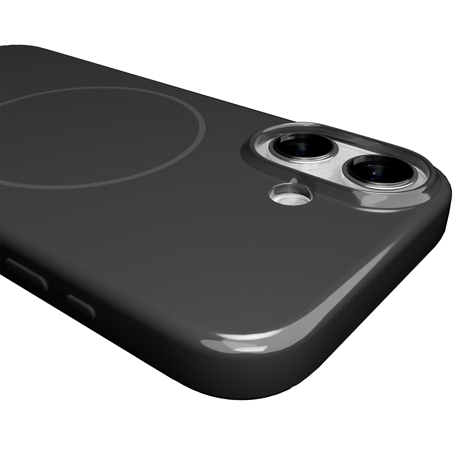 Retro di uno smartphone nero con doppia fotocamera e flash.