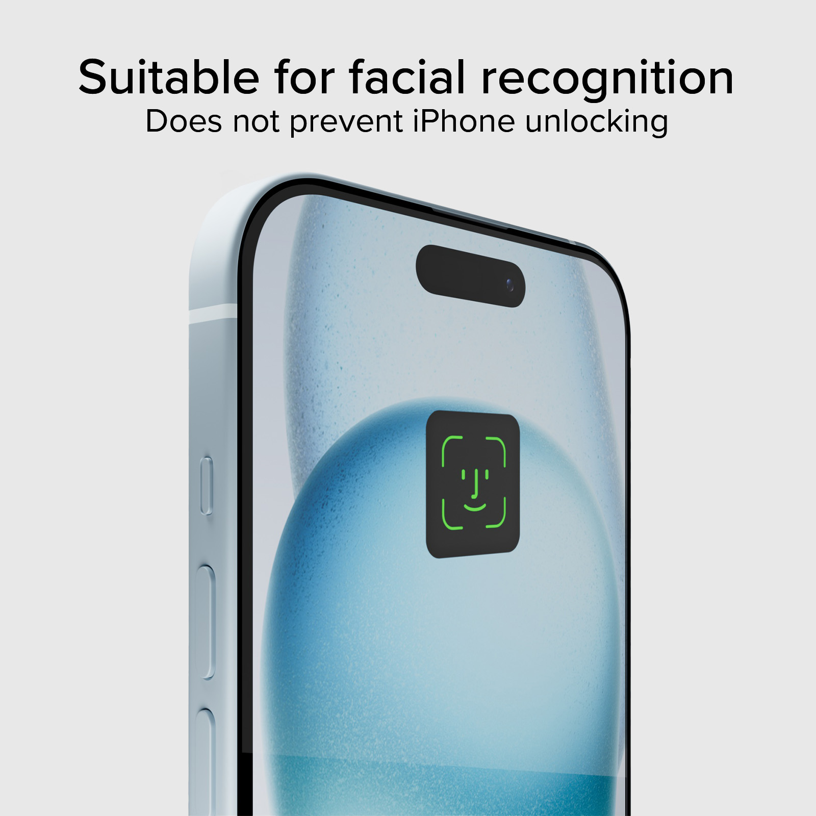Uno smartphone visualizza un'icona di riconoscimento facciale sullo schermo.