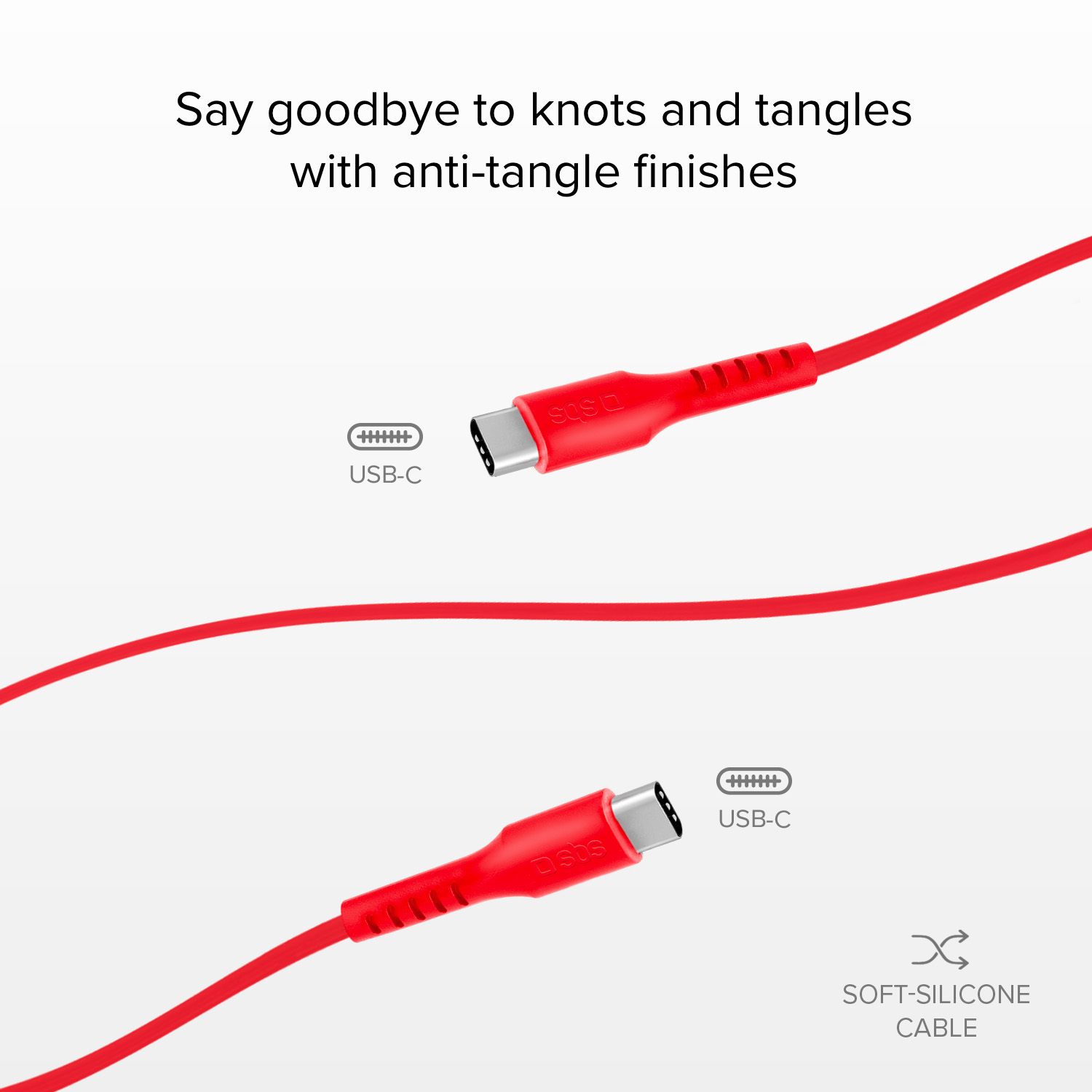Dos cables USB-C rojos con conectores.