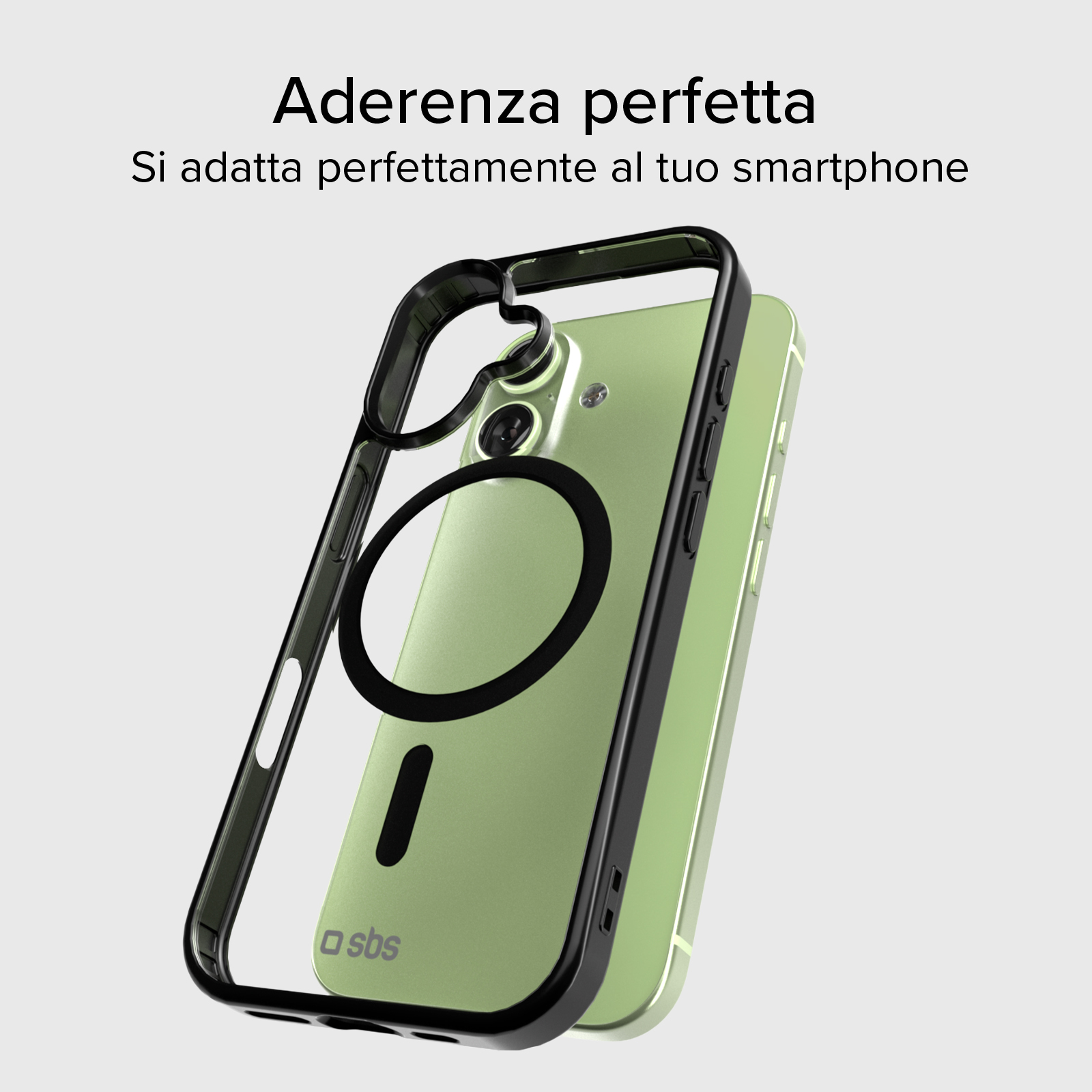 Przezroczyste etui na telefon z czarną ramką na jasmozielonym telefonie.