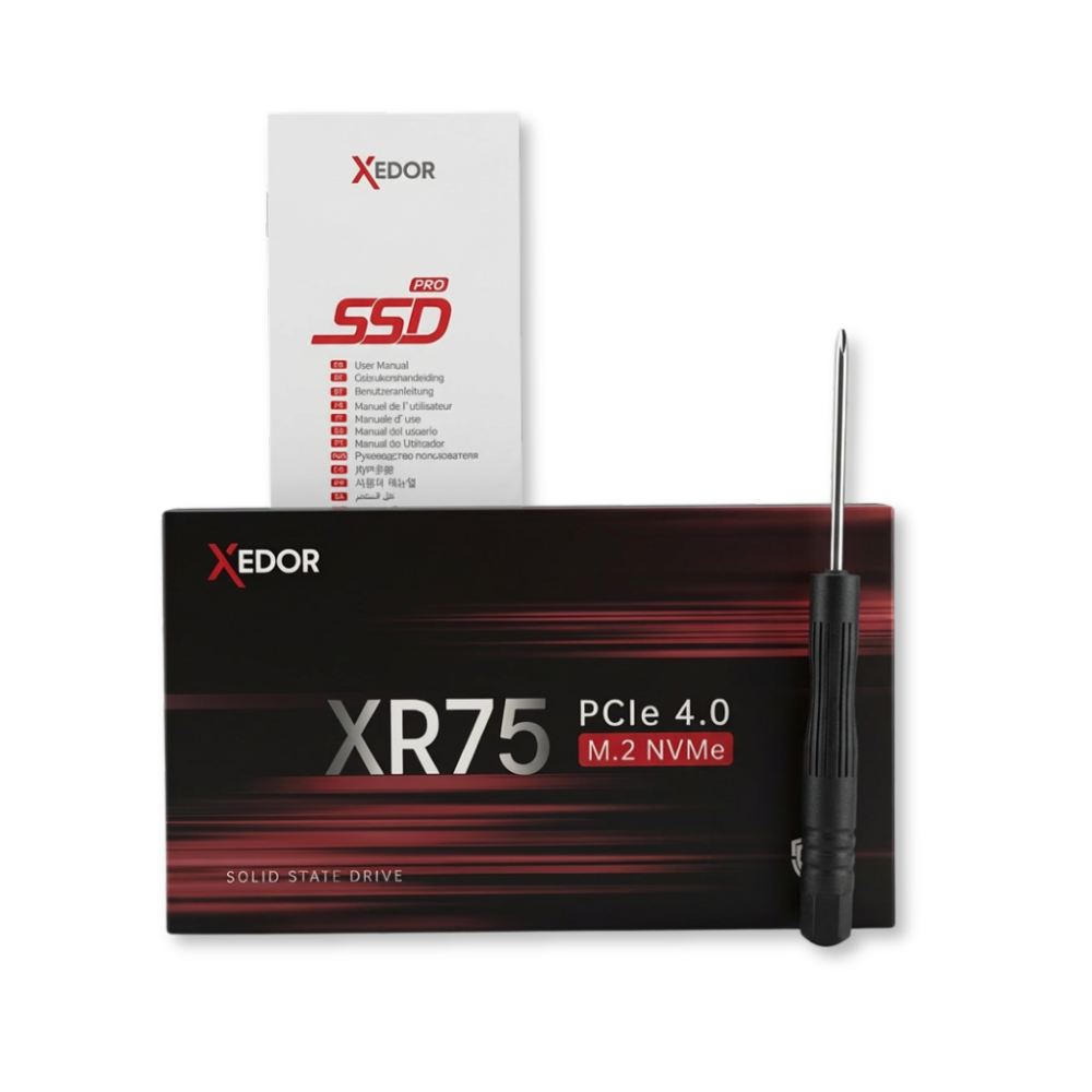 Xedor SSD XR75 M.2 NVMe, manuale e cacciavite.