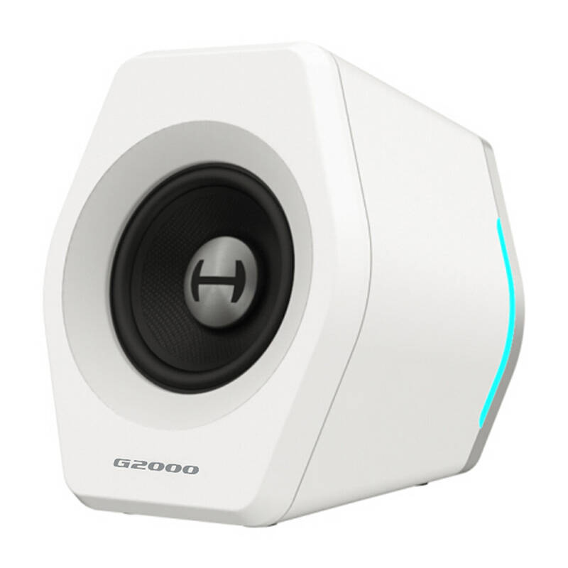 White speaker with black speaker grille, model G2000.