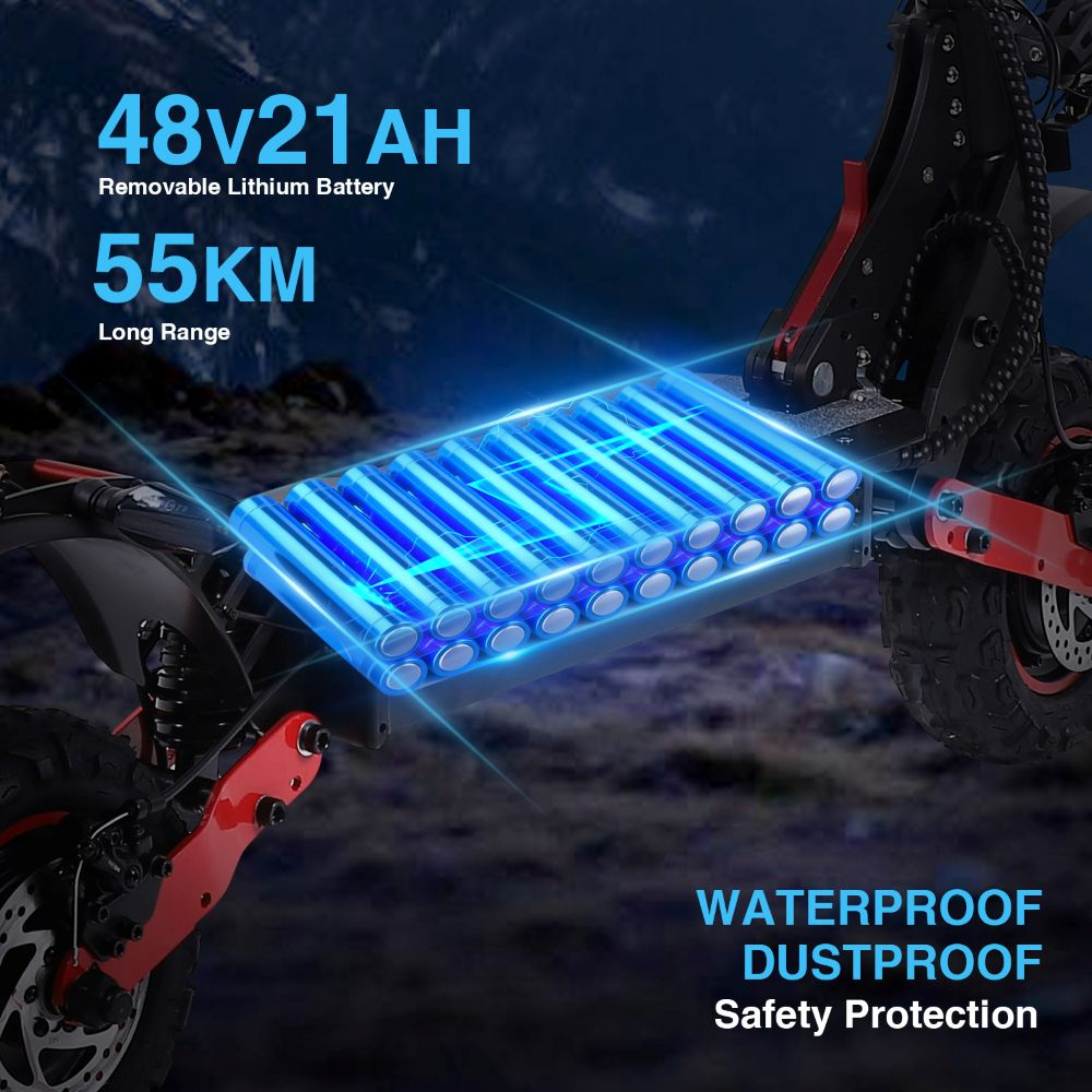 Pacco batteria scooter elettrico 48V 21Ah, autonomia 55km, impermeabile, antipolvere.