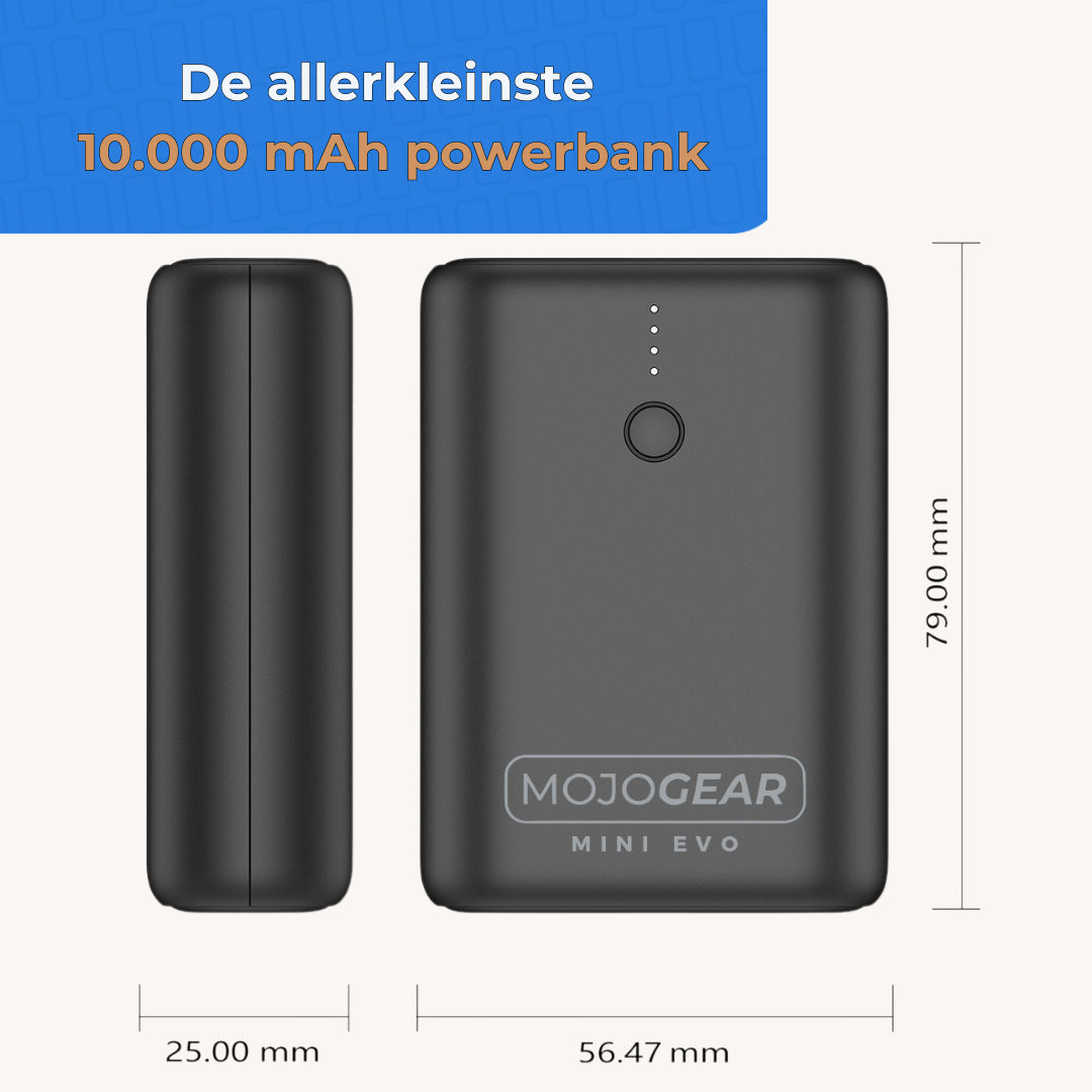 Two black power banks side-by-side. One shown from the side, one from the front.