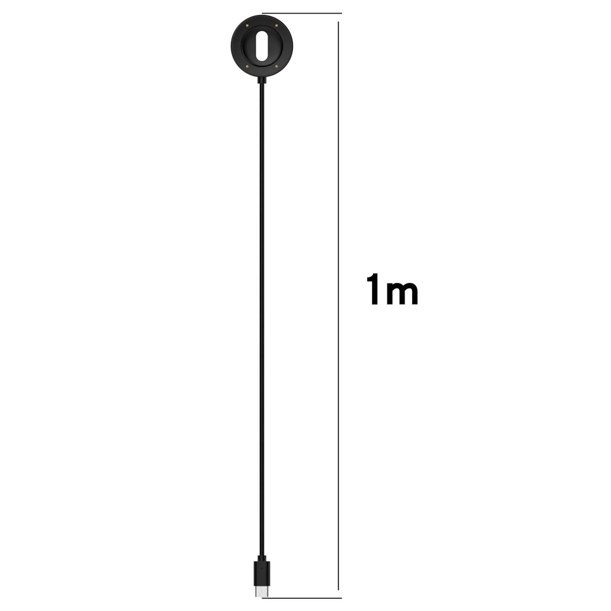 Ein schwarzes Ladekabel mit USB-C-Anschluss und magnetischem Ladeanschluss.