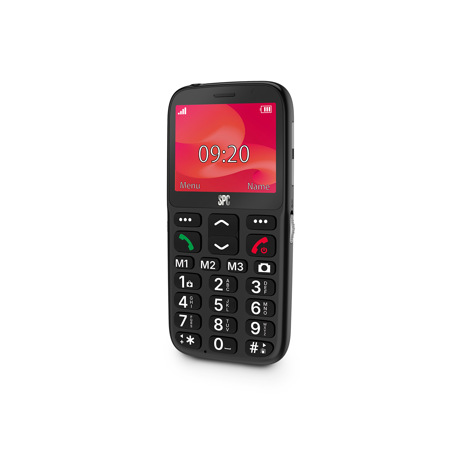 Un telefono cellulare nero con ampio schermo che mostra le 09:20.