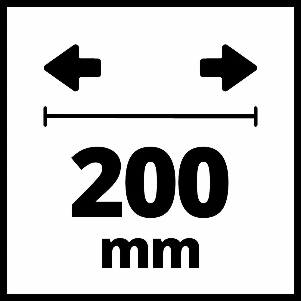 Symbol für 200 mm Länge mit Pfeilen.