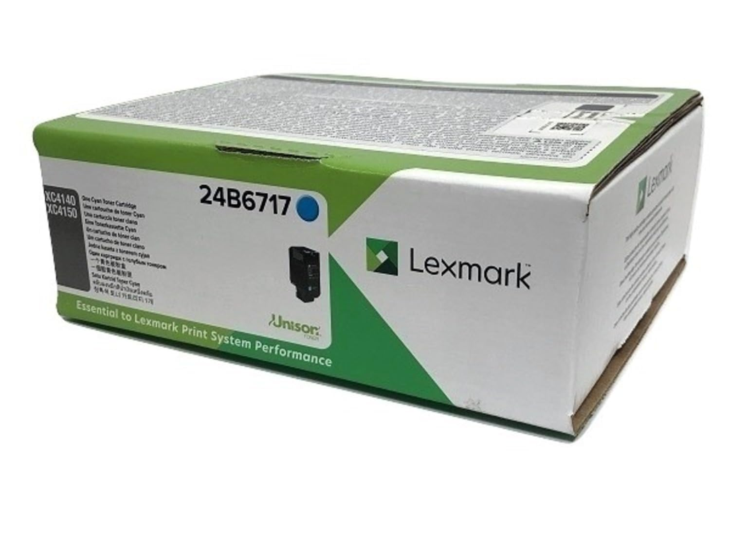Cartuccia toner ciano Lexmark 24B6717 in scatola.