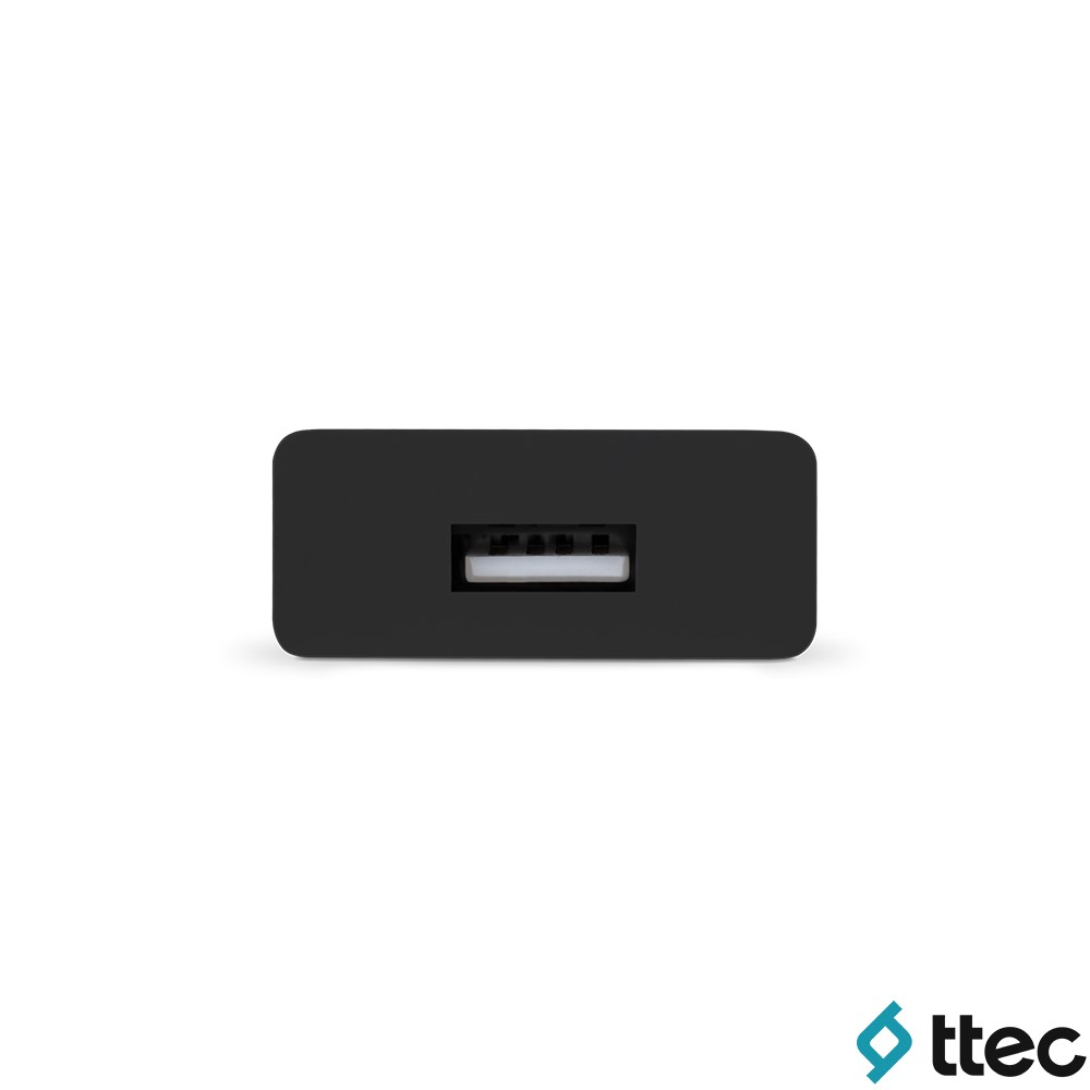 Ttec logolu beyaz zeminde siyah USB bağlantı noktası.