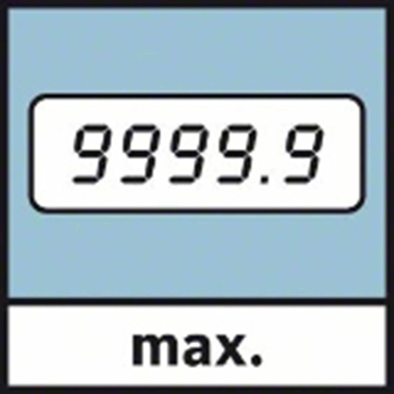 Display zeigt 9999.9 an, darunter steht max.