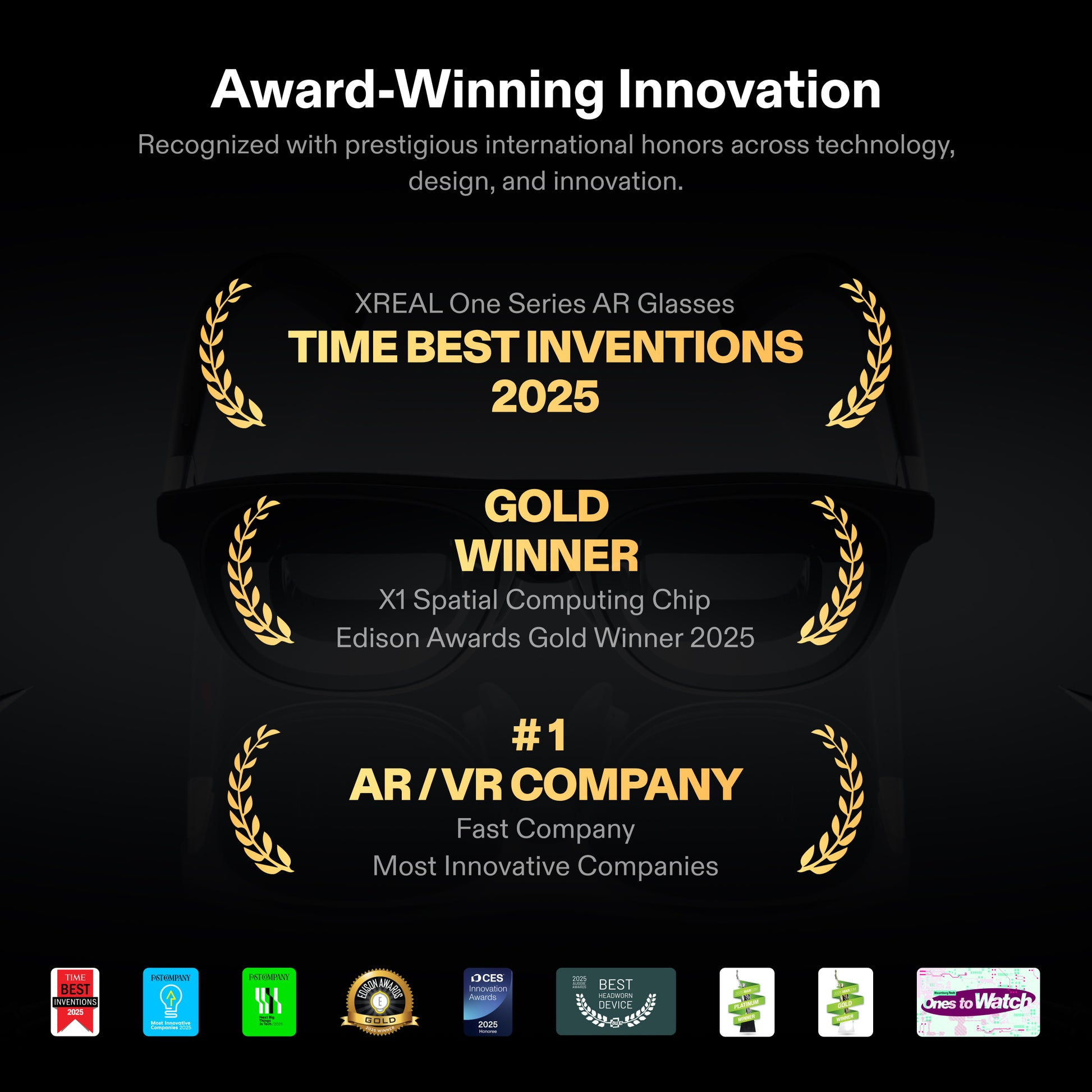 Occhiali AR XREAL premiati: TIME Best Inventions, Gold Winner, #1 Azienda AR/VR.
