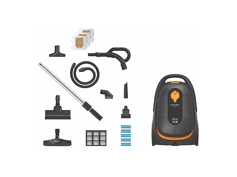 NILFISK Brilliant Parquet 750 W Toz Torbalı Elektrikli Süpürge Siyah