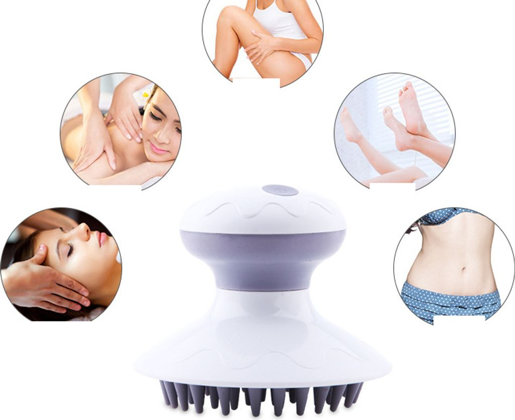 Massagegerät mit kreisförmig angeordneten Bildern von Körperteilen.