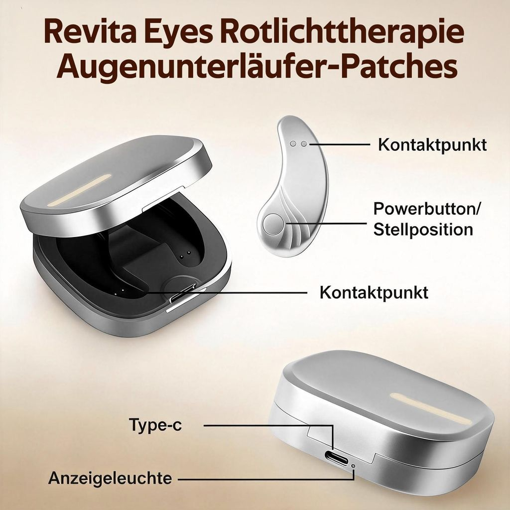 Silbernes Ladeetui und ein weißes Pad mit Beschriftungen.