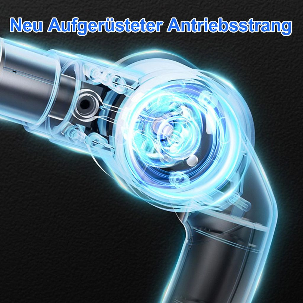 Neu aufgerüsteter Antriebsstrang mit blau leuchtenden Komponenten.