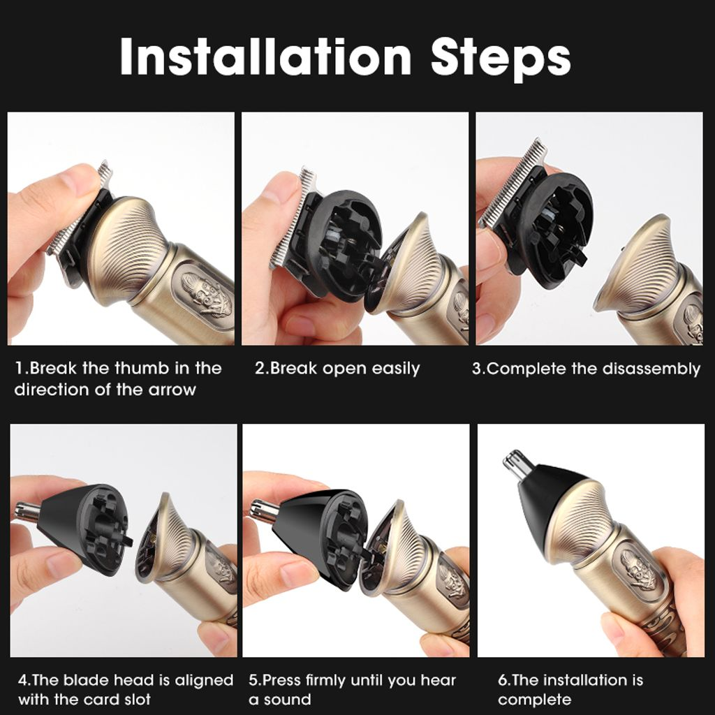 Schritte zur Installation eines Trimmers: Zerlegen und wieder zusammenbauen.